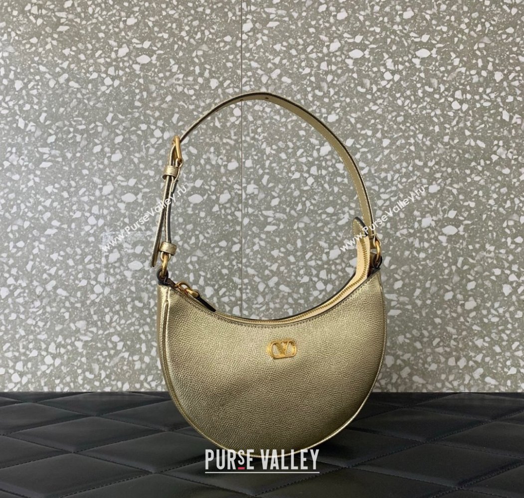 Valentino VLogo Signature mini hobo bag in Grainy Calfskin Gold 2025 (LKF-250805012)