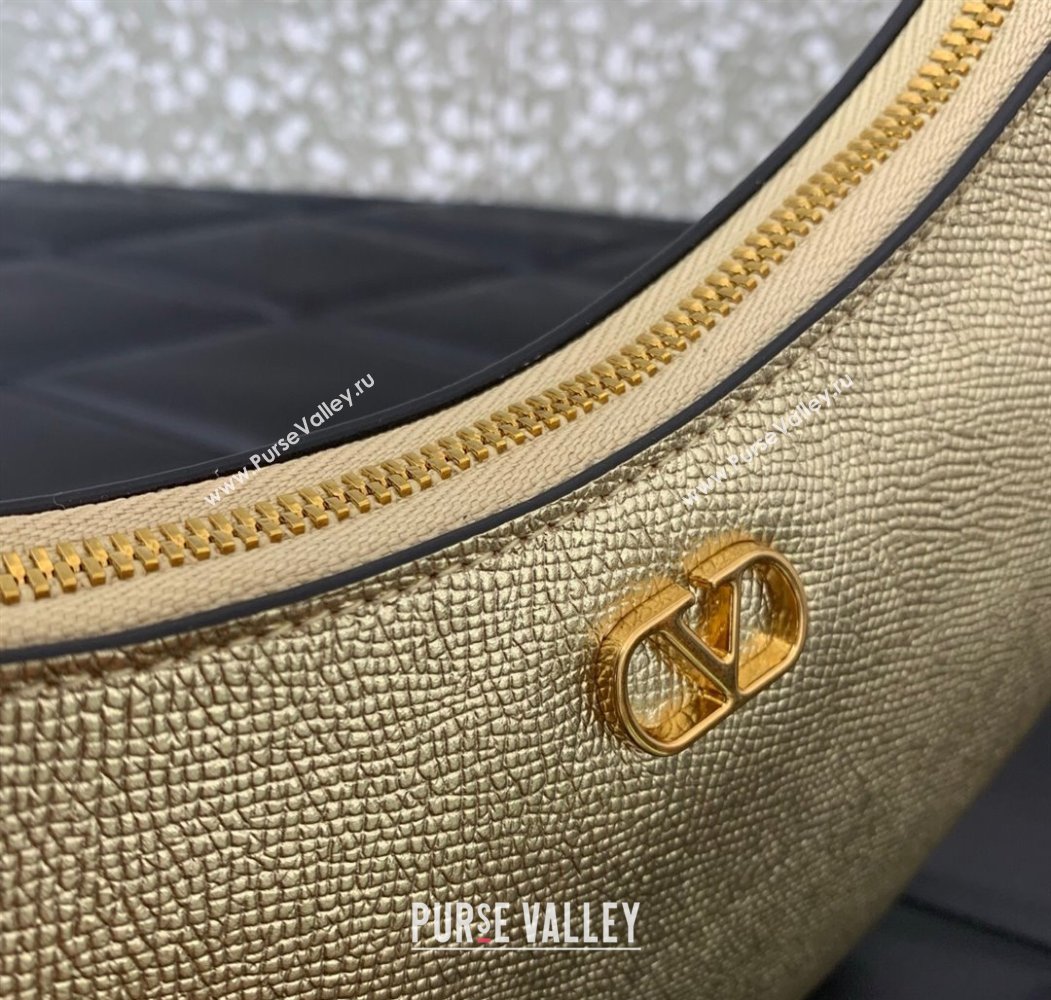 Valentino VLogo Signature mini hobo bag in Grainy Calfskin Gold 2025 (LKF-250805012)
