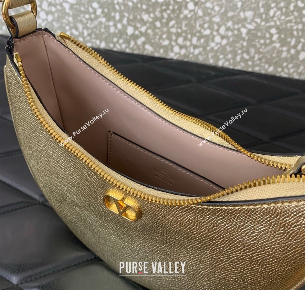 Valentino VLogo Signature mini hobo bag in Grainy Calfskin Gold 2025 (LKF-250805012)