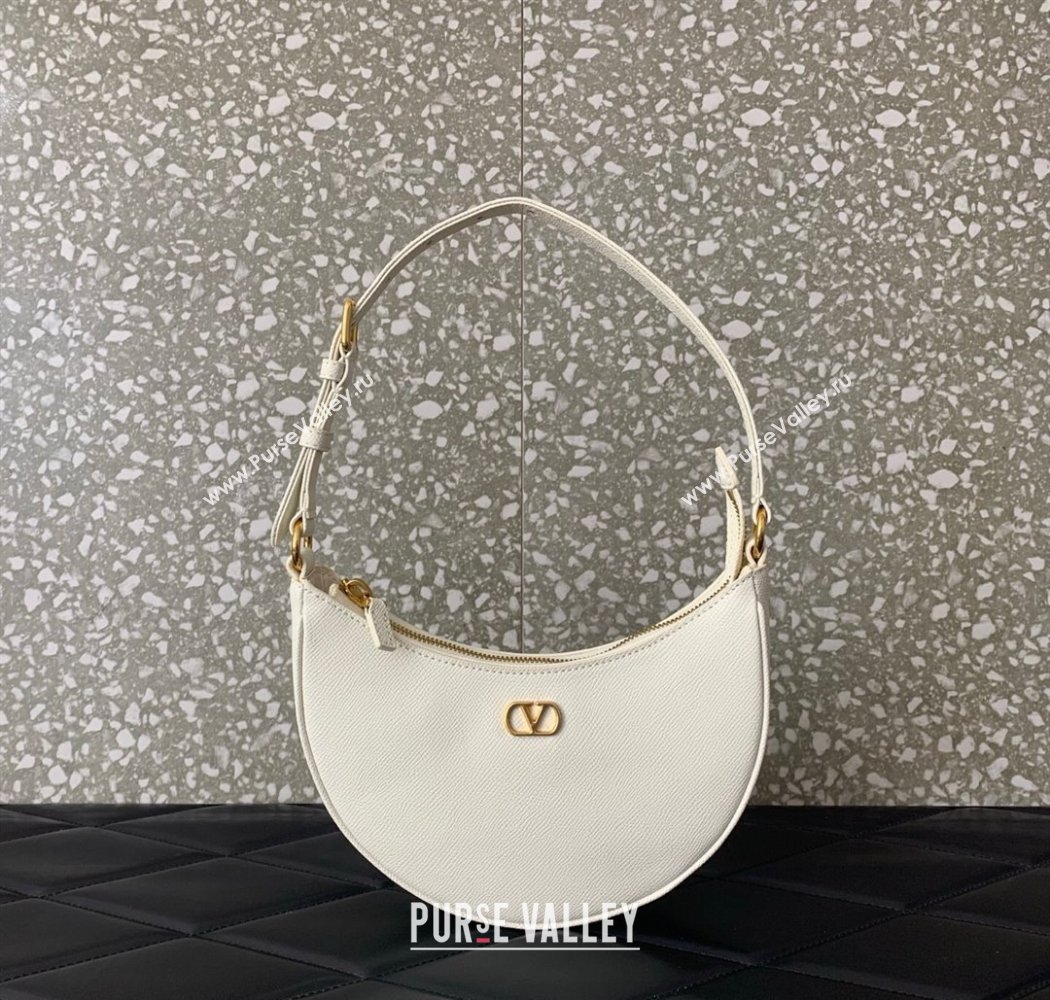 Valentino VLogo Signature mini hobo bag in Grainy Calfskin White 2025 (LKF-250805013)