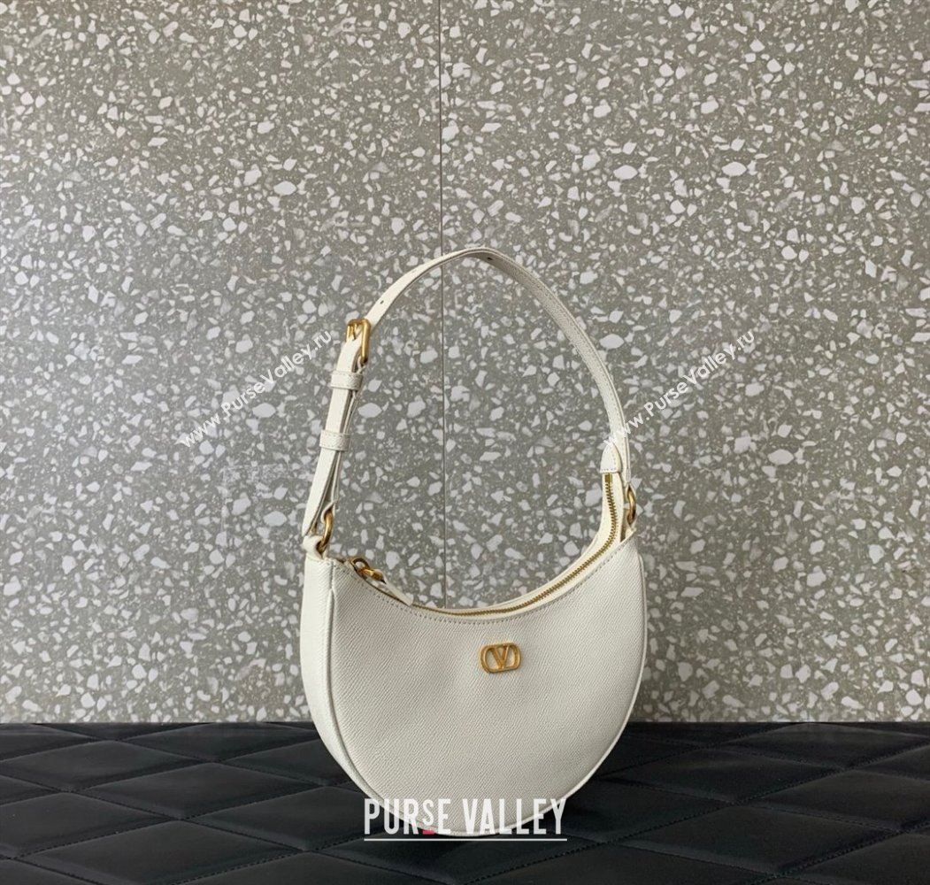Valentino VLogo Signature mini hobo bag in Grainy Calfskin White 2025 (LKF-250805013)