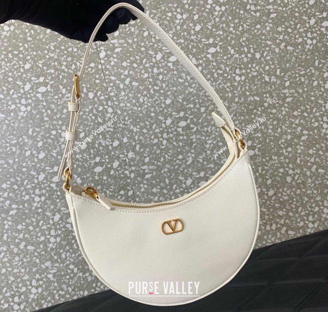 Valentino VLogo Signature mini hobo bag in Grainy Calfskin White 2025 (LKF-250805013)