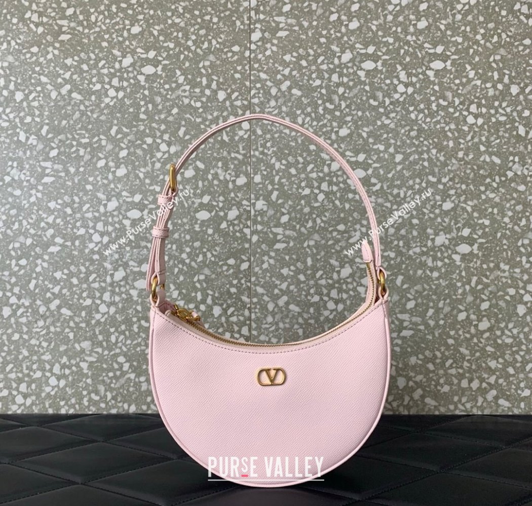 Valentino VLogo Signature mini hobo bag in Grainy Calfskin Light Pink 2025 (LKF-250805014)