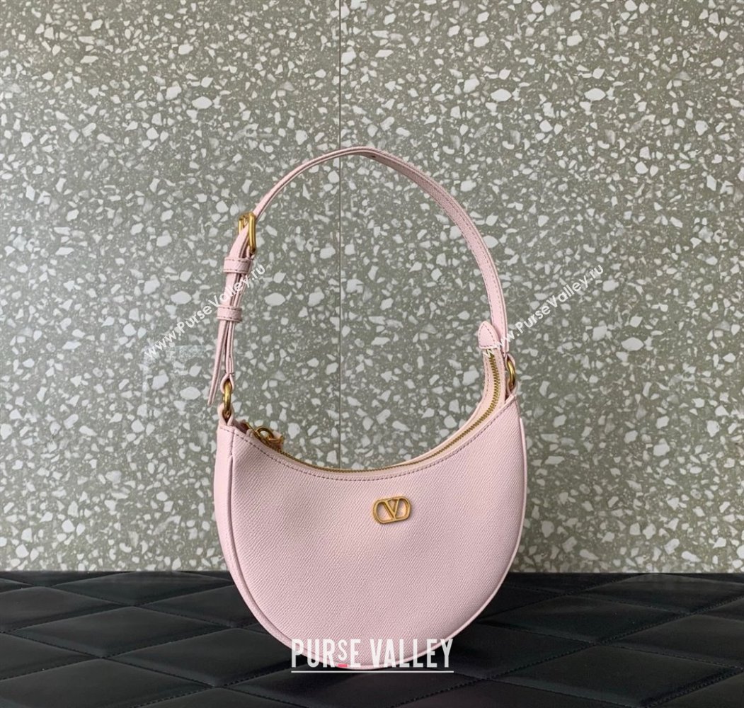 Valentino VLogo Signature mini hobo bag in Grainy Calfskin Light Pink 2025 (LKF-250805014)