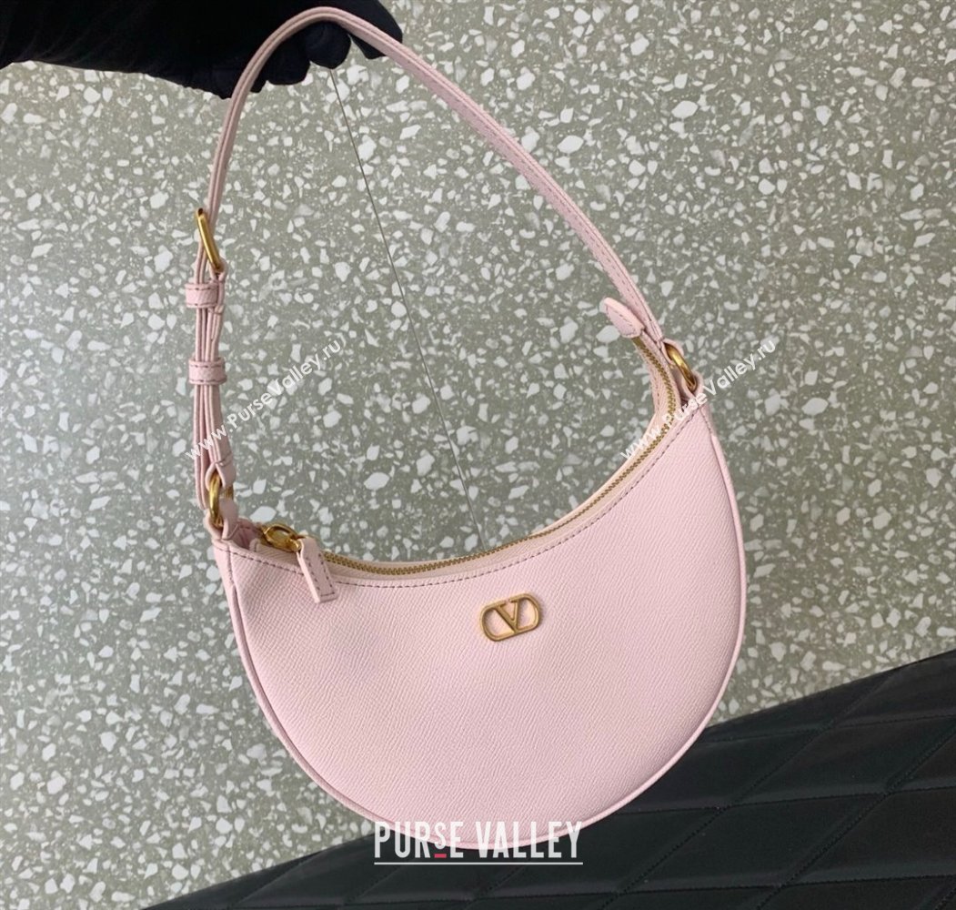 Valentino VLogo Signature mini hobo bag in Grainy Calfskin Light Pink 2025 (LKF-250805014)