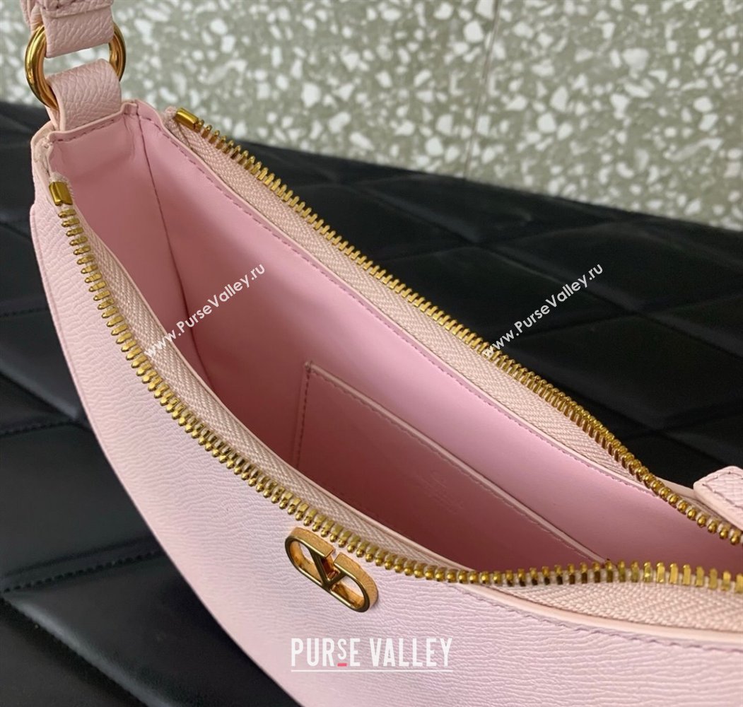 Valentino VLogo Signature mini hobo bag in Grainy Calfskin Light Pink 2025 (LKF-250805014)