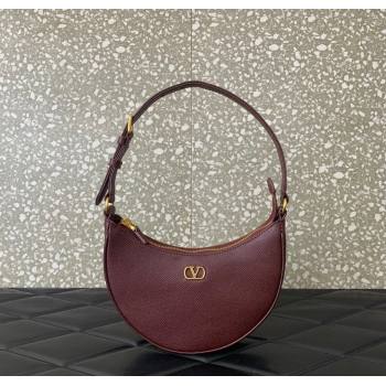 Valentino VLogo Signature mini hobo bag in Grainy Calfskin Dark Burgundy 2025 (LKF-250805015)