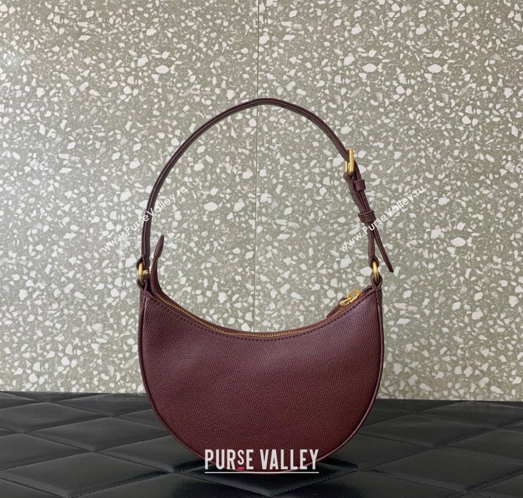 Valentino VLogo Signature mini hobo bag in Grainy Calfskin Dark Burgundy 2025 (LKF-250805015)