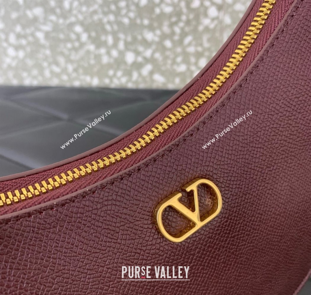 Valentino VLogo Signature mini hobo bag in Grainy Calfskin Dark Burgundy 2025 (LKF-250805015)