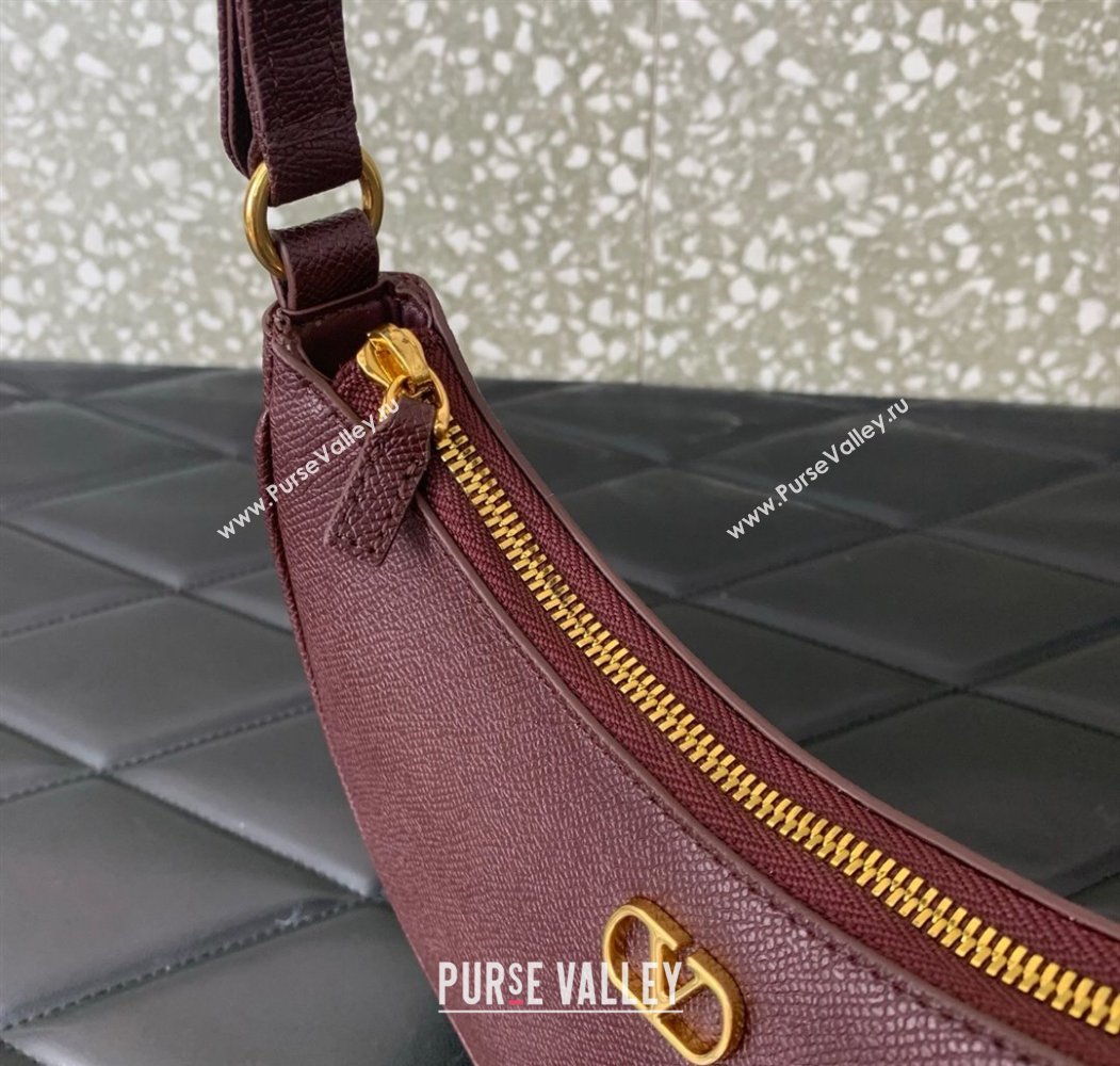 Valentino VLogo Signature mini hobo bag in Grainy Calfskin Dark Burgundy 2025 (LKF-250805015)