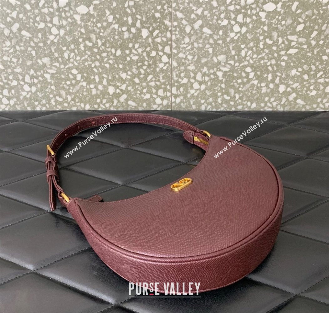 Valentino VLogo Signature mini hobo bag in Grainy Calfskin Dark Burgundy 2025 (LKF-250805015)