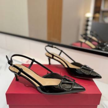 Valentino VLogo Signature Slingback Pumps 4.5cm in Patent Calfskin Black2 2025 VA082111 (MD-250821102)