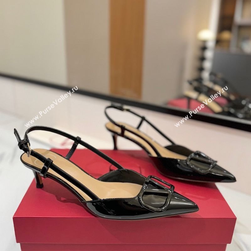 Valentino VLogo Signature Slingback Pumps 4.5cm in Patent Calfskin Black2 2025 VA082111 (MD-250821102)