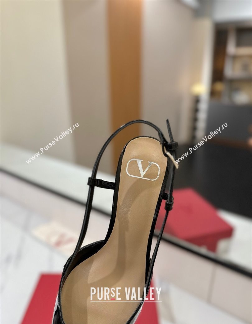 Valentino VLogo Signature Slingback Pumps 4.5cm in Patent Calfskin Black2 2025 VA082111 (MD-250821102)