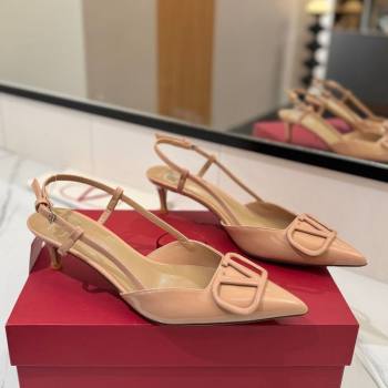 Valentino VLogo Signature Slingback Pumps 4.5cm in Patent Calfskin Pale Pink 2025 VA082111 (MD-250821103)