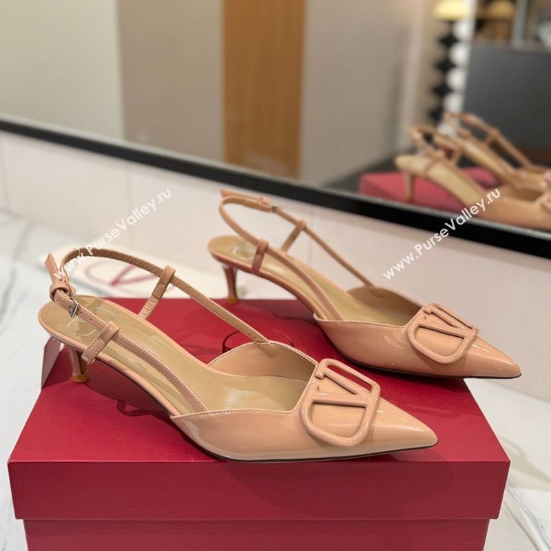 Valentino VLogo Signature Slingback Pumps 4.5cm in Patent Calfskin Pale Pink 2025 VA082111 (MD-250821103)