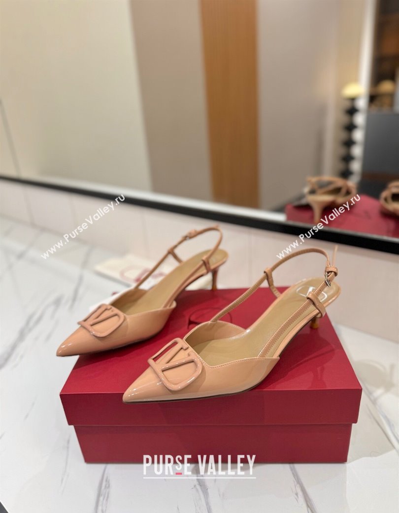 Valentino VLogo Signature Slingback Pumps 4.5cm in Patent Calfskin Pale Pink 2025 VA082111 (MD-250821103)