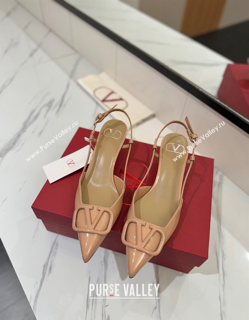 Valentino VLogo Signature Slingback Pumps 4.5cm in Patent Calfskin Pale Pink 2025 VA082111 (MD-250821103)