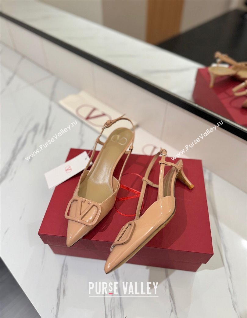 Valentino VLogo Signature Slingback Pumps 4.5cm in Patent Calfskin Pale Pink 2025 VA082111 (MD-250821103)