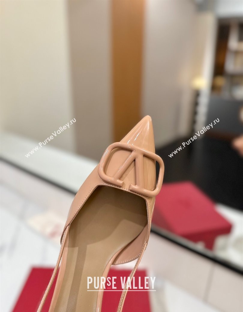 Valentino VLogo Signature Slingback Pumps 4.5cm in Patent Calfskin Pale Pink 2025 VA082111 (MD-250821103)