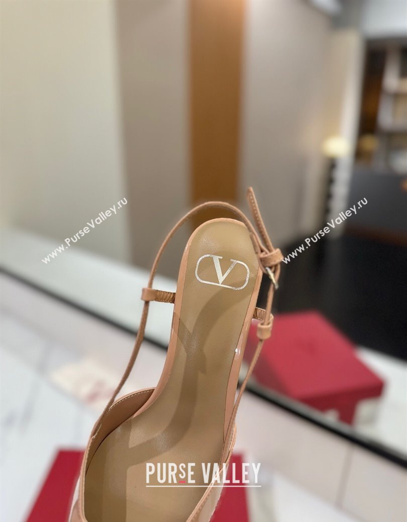 Valentino VLogo Signature Slingback Pumps 4.5cm in Patent Calfskin Pale Pink 2025 VA082111 (MD-250821103)