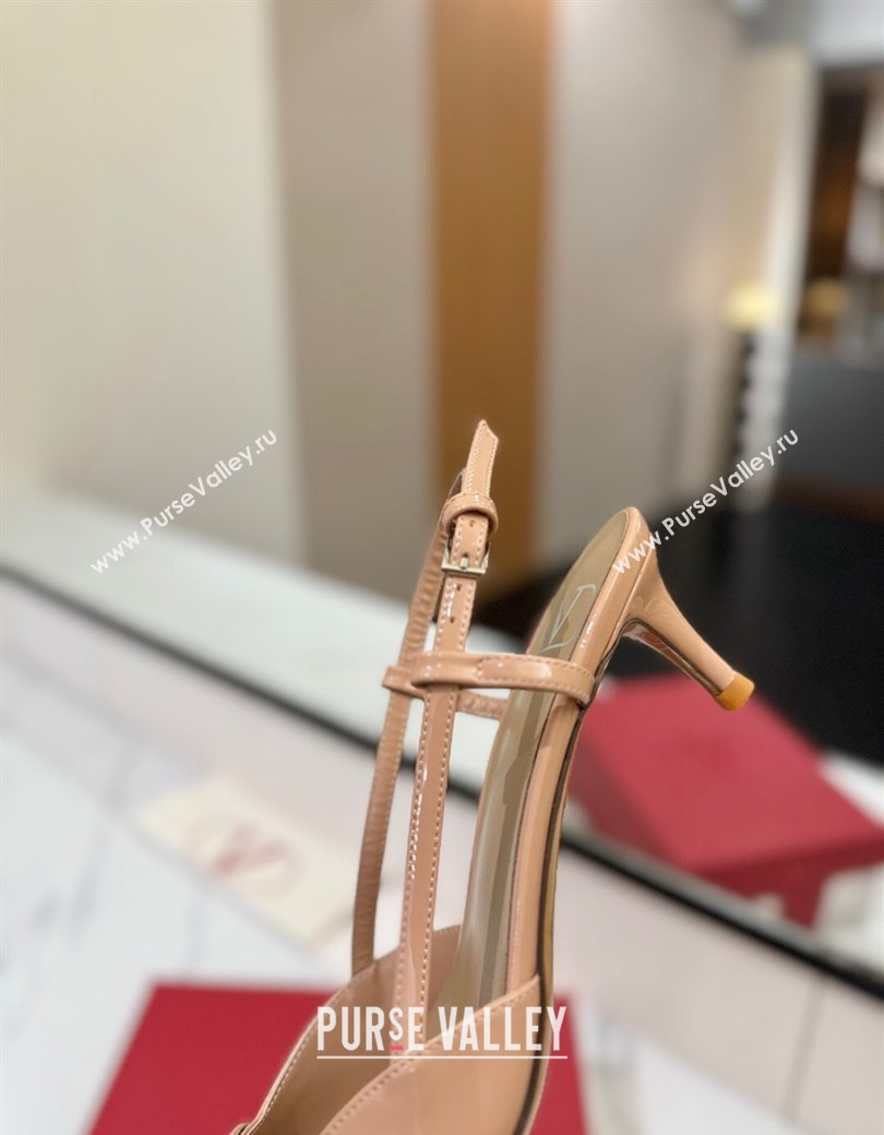 Valentino VLogo Signature Slingback Pumps 4.5cm in Patent Calfskin Pale Pink 2025 VA082111 (MD-250821103)