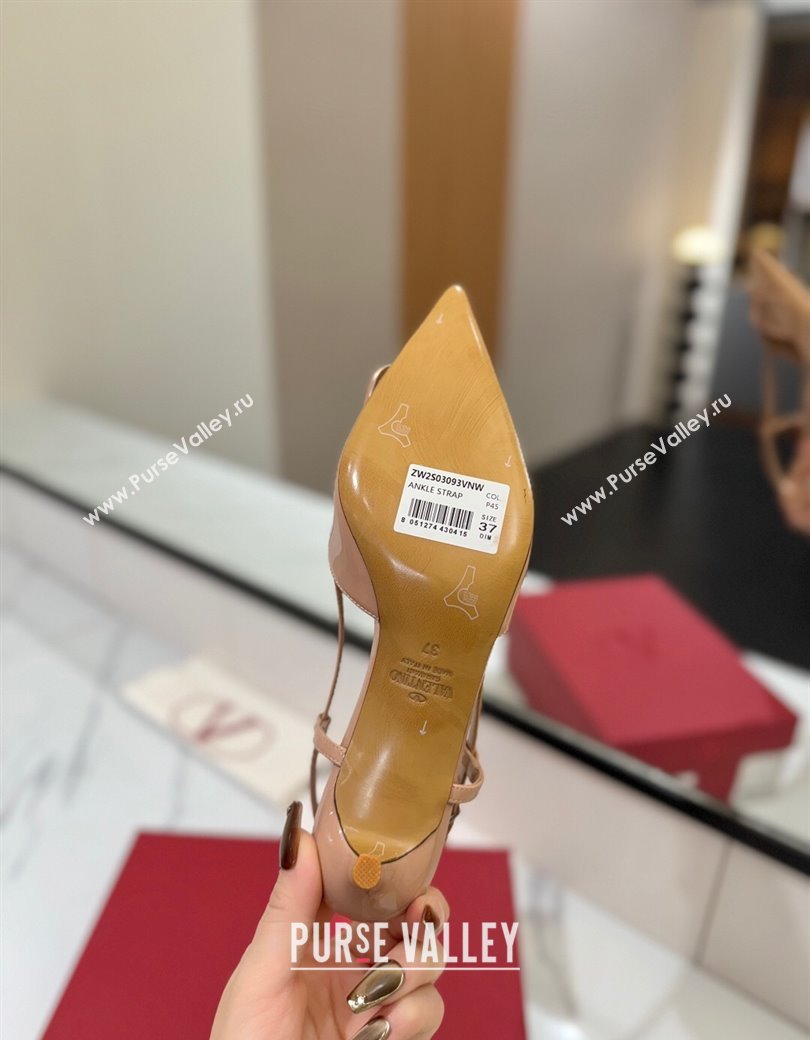 Valentino VLogo Signature Slingback Pumps 4.5cm in Patent Calfskin Pale Pink 2025 VA082111 (MD-250821103)