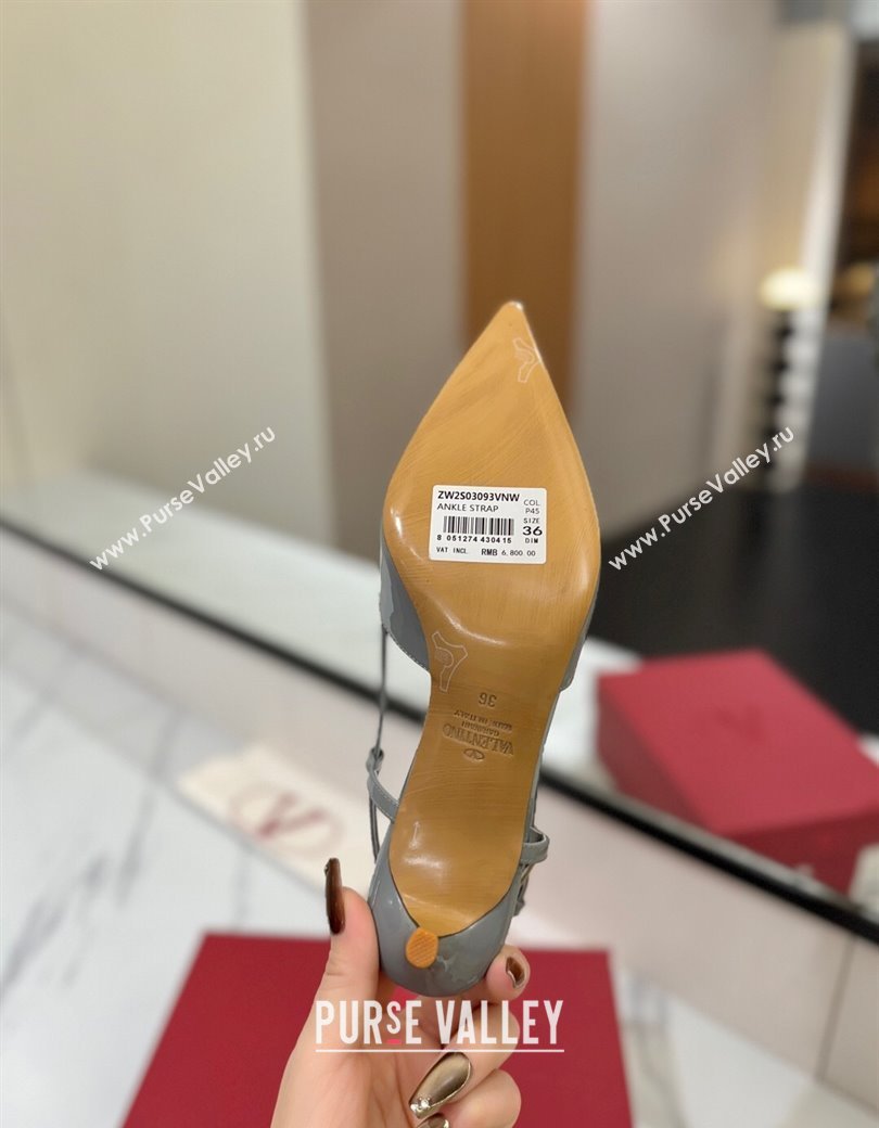 Valentino VLogo Signature Slingback Pumps 4.5cm in Patent Calfskin Grey 2025 VA082111 (MD-250821104)