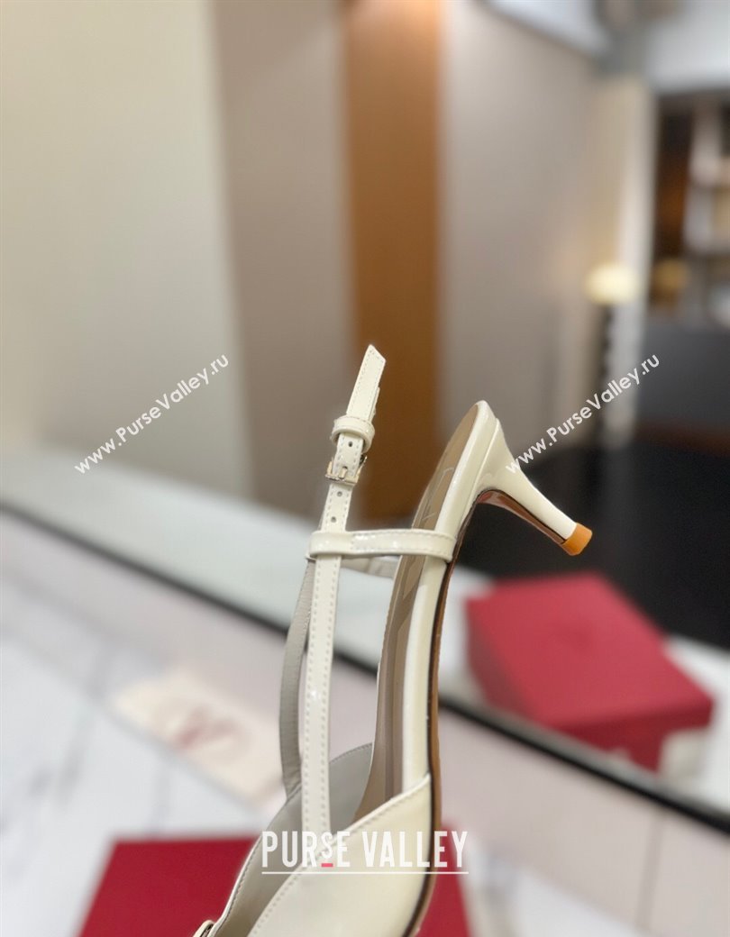 Valentino VLogo Signature Slingback Pumps 4.5cm in Patent Calfskin White 2025 VA082111 (MD-250821105)