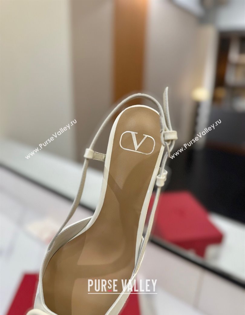 Valentino VLogo Signature Slingback Pumps 4.5cm in Patent Calfskin White 2025 VA082111 (MD-250821105)