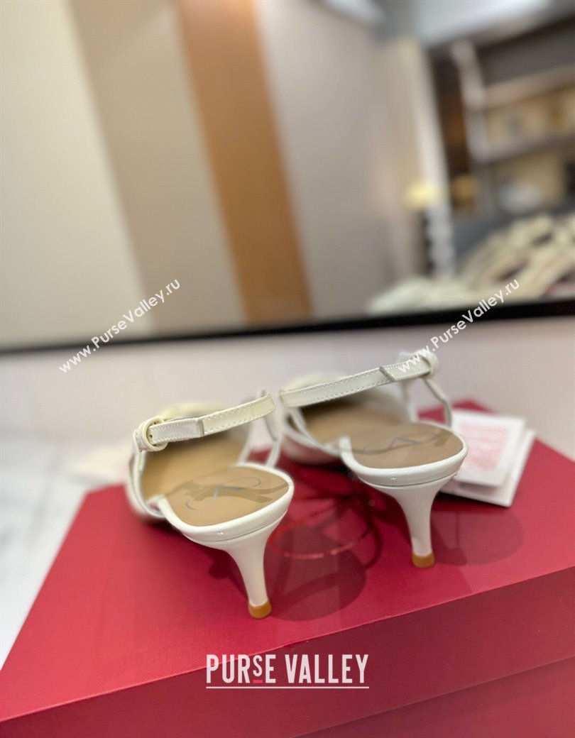 Valentino VLogo Signature Slingback Pumps 4.5cm in Patent Calfskin White 2025 VA082111 (MD-250821105)