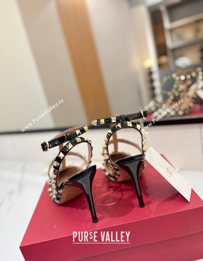 Valentino Rockstud Pumps 10cm in Tweed with Double Strap Black/White 2025 (MD-250821110)