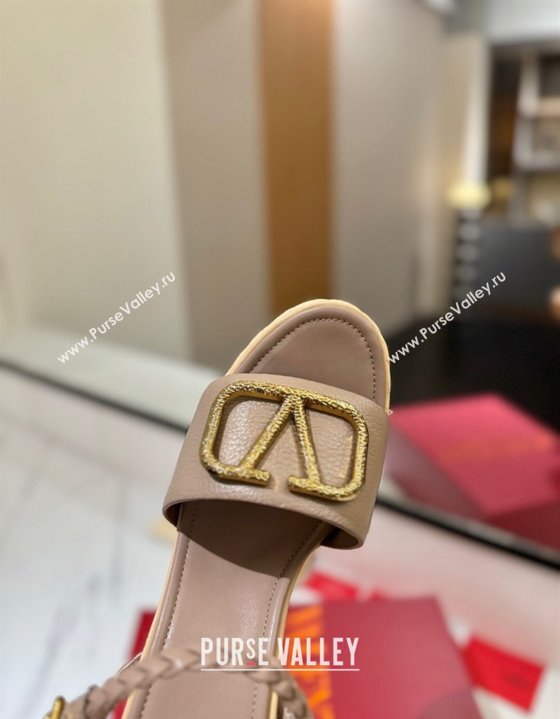 Valentino VLogo Grainy Calfskin Platform Sandals 11.5cm Dusty Beige 2025 VA082112 (MD-250821114)