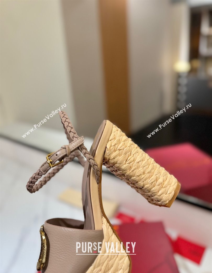 Valentino VLogo Grainy Calfskin Platform Sandals 11.5cm Dusty Beige 2025 VA082112 (MD-250821114)