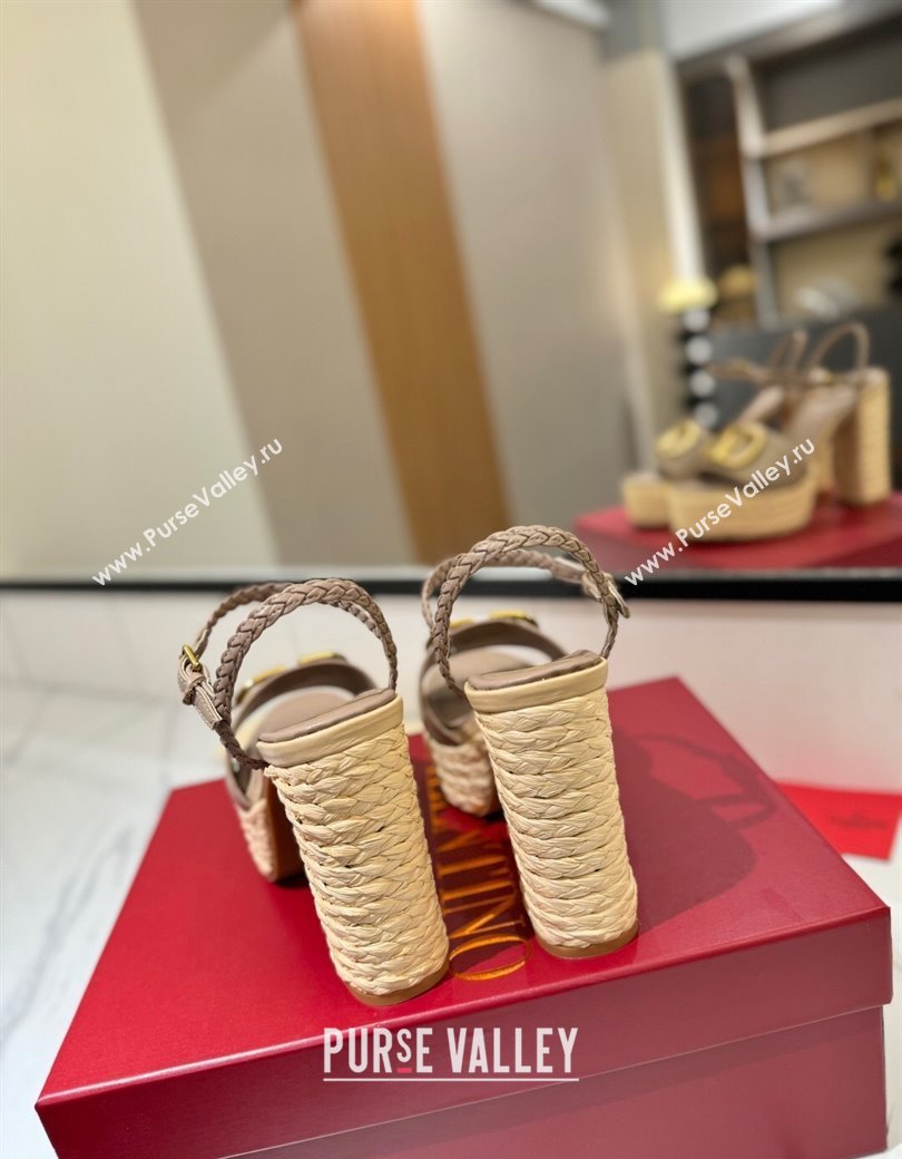Valentino VLogo Grainy Calfskin Platform Sandals 11.5cm Dusty Beige 2025 VA082112 (MD-250821114)
