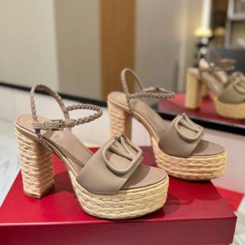 Valentino VLogo Calfskin Leather Platform Sandals 11.5cm Dusty Beige 2025 VA082112 (MD-250821117)