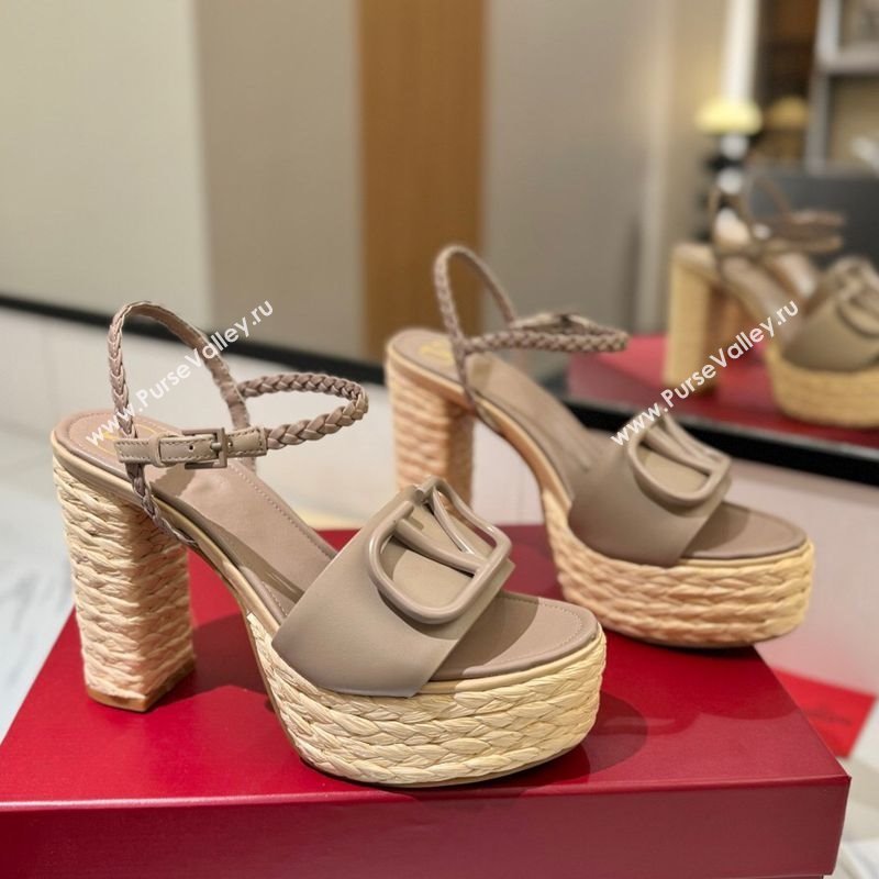 Valentino VLogo Calfskin Leather Platform Sandals 11.5cm Dusty Beige 2025 VA082112 (MD-250821117)