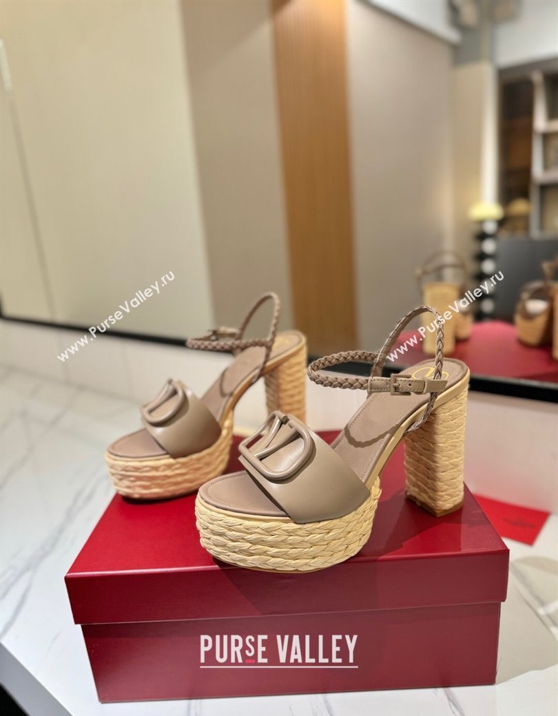 Valentino VLogo Calfskin Leather Platform Sandals 11.5cm Dusty Beige 2025 VA082112 (MD-250821117)