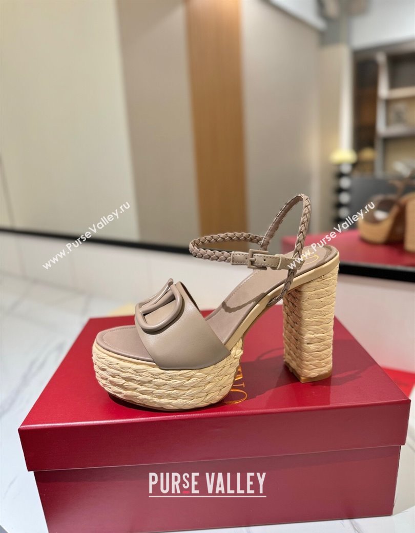 Valentino VLogo Calfskin Leather Platform Sandals 11.5cm Dusty Beige 2025 VA082112 (MD-250821117)