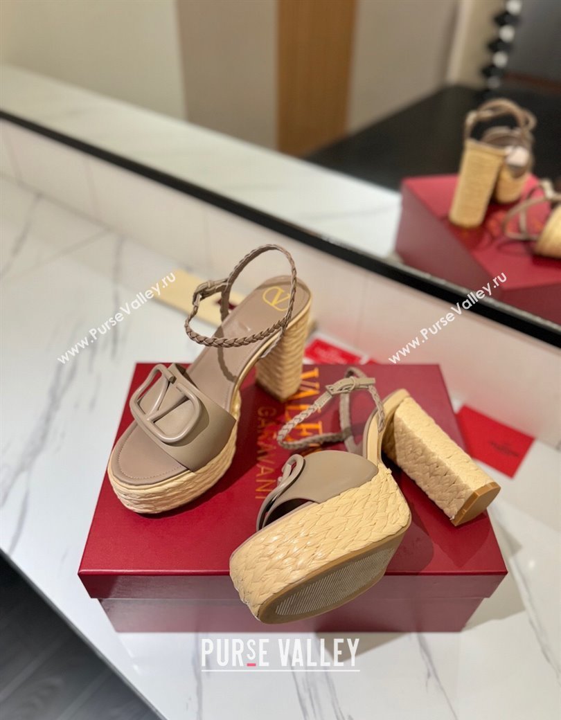 Valentino VLogo Calfskin Leather Platform Sandals 11.5cm Dusty Beige 2025 VA082112 (MD-250821117)