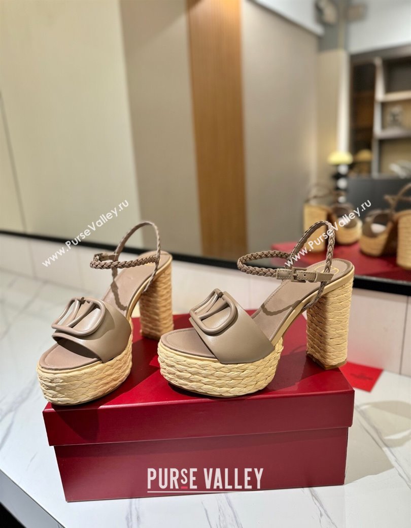 Valentino VLogo Calfskin Leather Platform Sandals 11.5cm Dusty Beige 2025 VA082112 (MD-250821117)