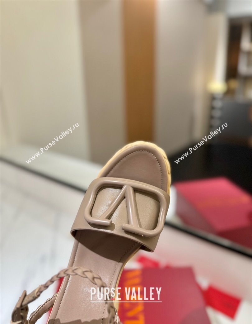 Valentino VLogo Calfskin Leather Platform Sandals 11.5cm Dusty Beige 2025 VA082112 (MD-250821117)
