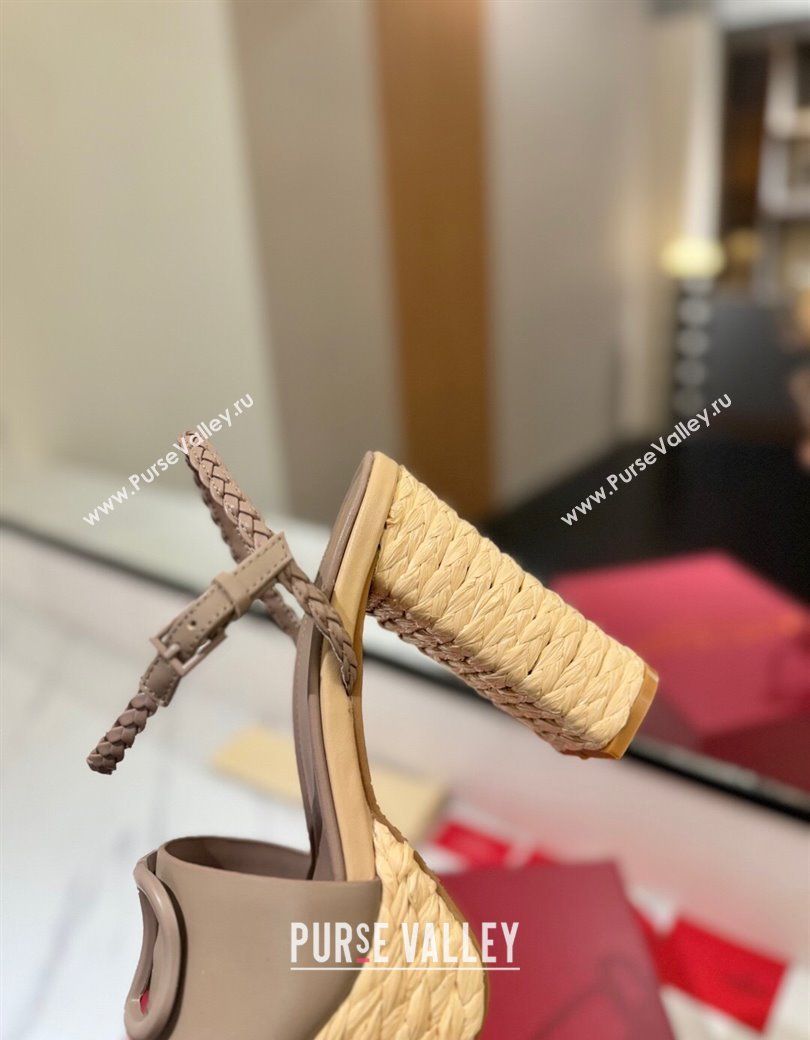 Valentino VLogo Calfskin Leather Platform Sandals 11.5cm Dusty Beige 2025 VA082112 (MD-250821117)