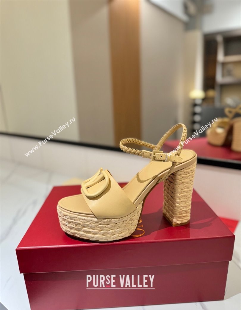 Valentino VLogo Calfskin Leather Platform Sandals 11.5cm Yellow 2025 VA082112 (MD-250821118)