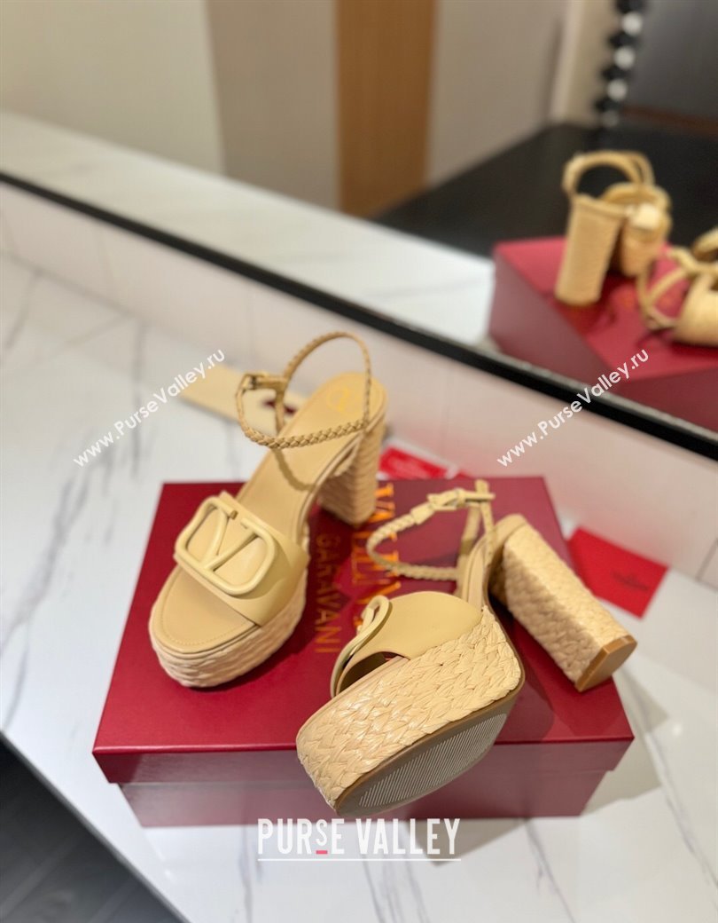 Valentino VLogo Calfskin Leather Platform Sandals 11.5cm Yellow 2025 VA082112 (MD-250821118)