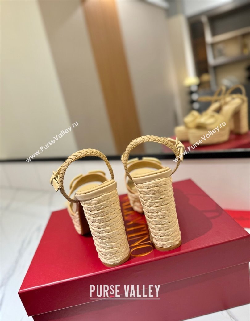 Valentino VLogo Calfskin Leather Platform Sandals 11.5cm Yellow 2025 VA082112 (MD-250821118)