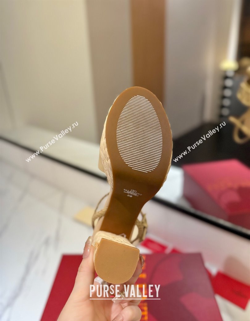 Valentino VLogo Calfskin Leather Platform Sandals 11.5cm Yellow 2025 VA082112 (MD-250821118)