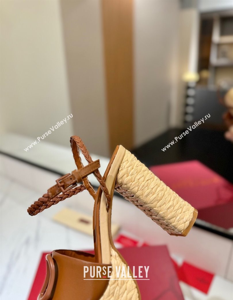 Valentino VLogo Calfskin Leather Platform Sandals 11.5cm Brown 2025 VA082112 (MD-250821120)