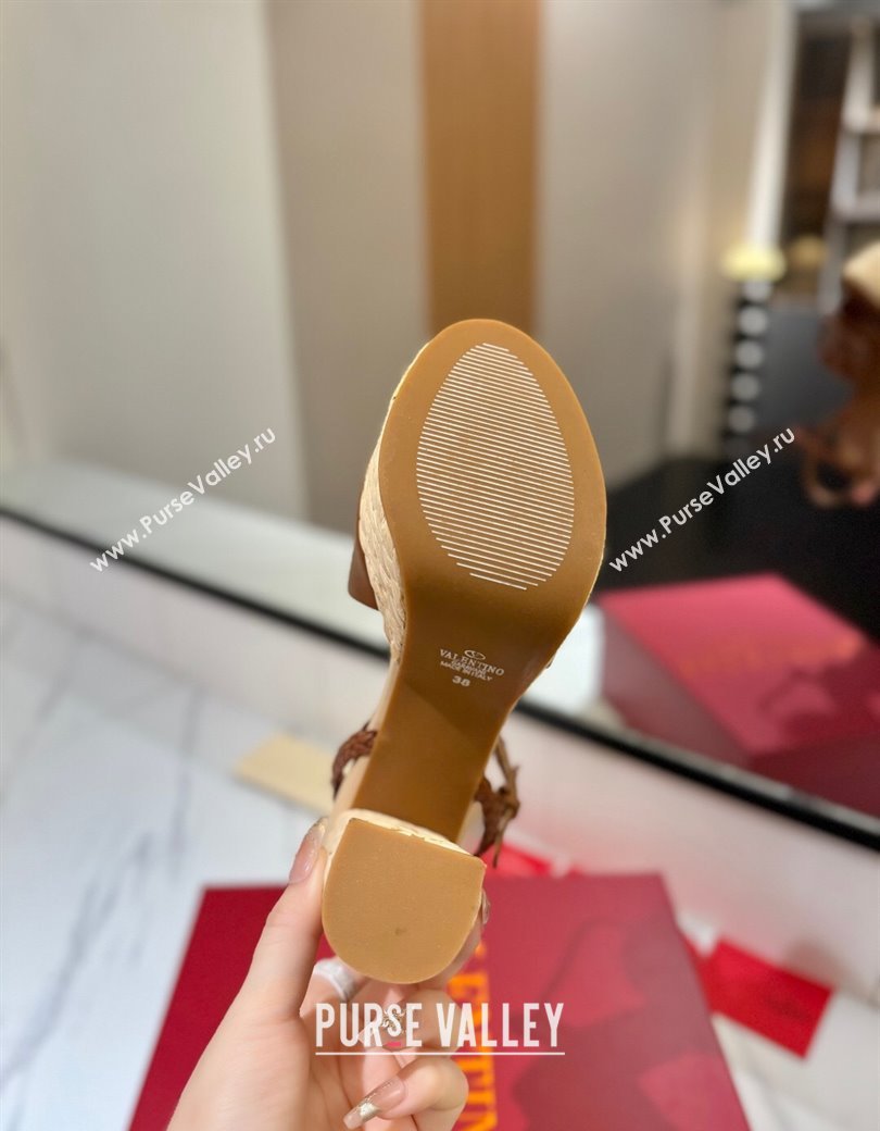 Valentino VLogo Calfskin Leather Platform Sandals 11.5cm Brown 2025 VA082112 (MD-250821120)