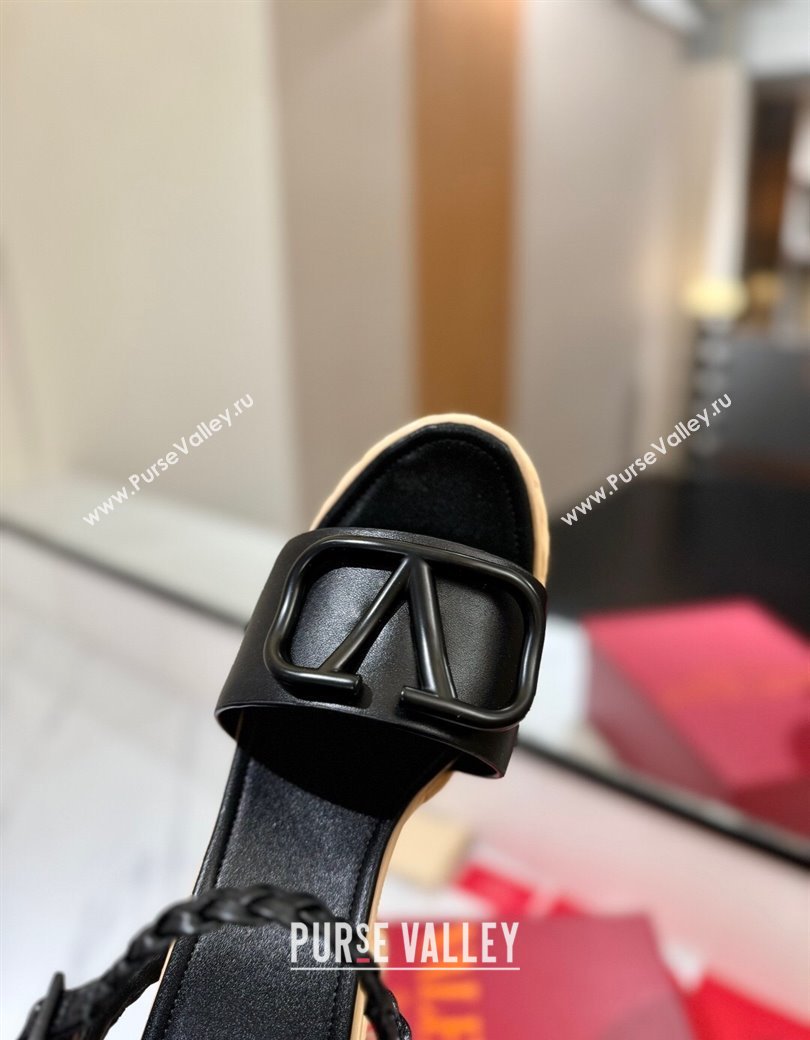 Valentino VLogo Calfskin Leather Platform Sandals 11.5cm Black 2025 VA082112 (MD-250821122)